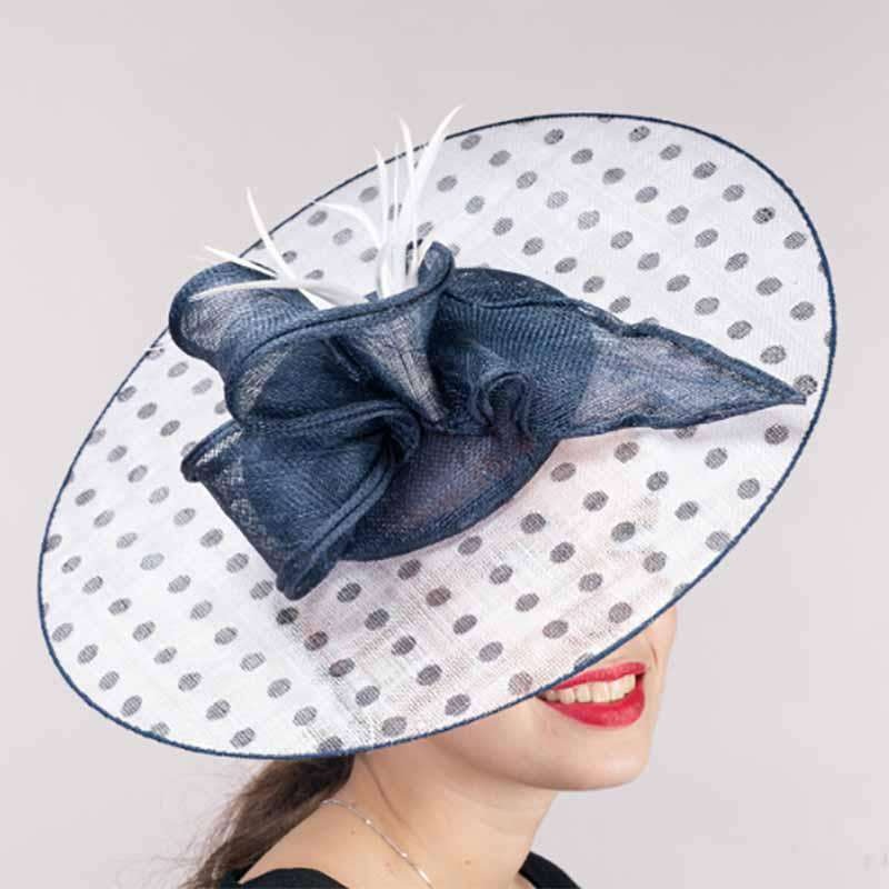 Navy and White Sinamay Cocktail Hat – KaKyCO Navy and White