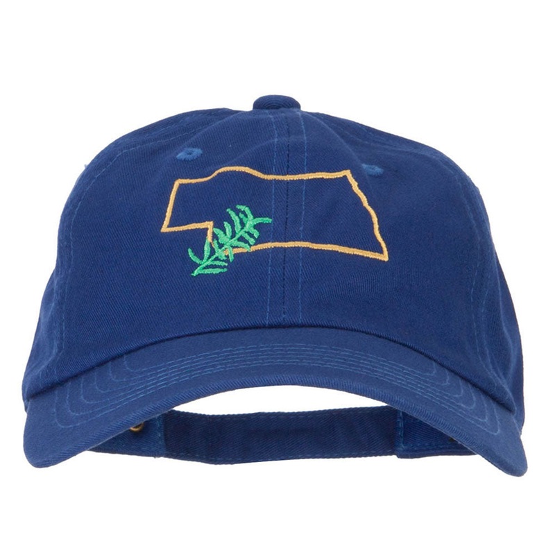 Nebraska Goldenrod with Map Embroidered Unstructured Washed Cap Royal One Size