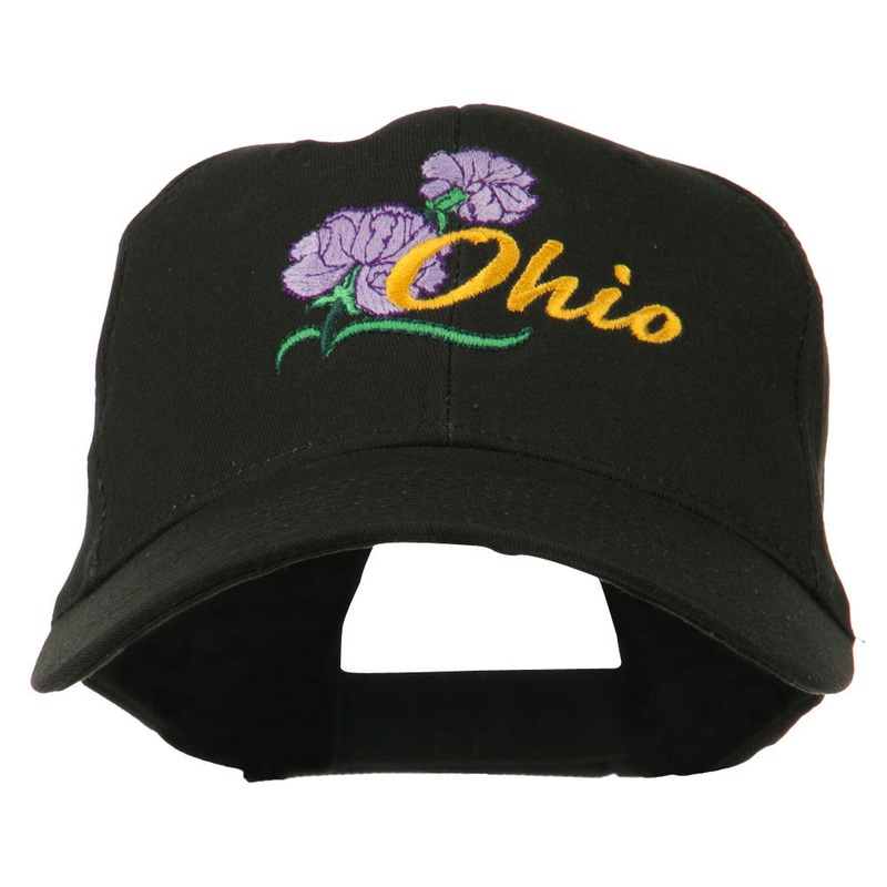 Ohio Carnation Flower Embroidered Cap Black One Size