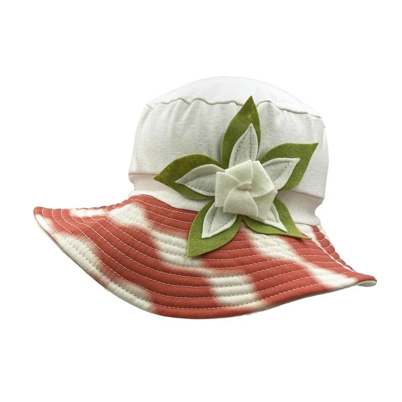Petite Organic Cotton Stretch Fit Sun Hat with Flower – Flipside Hats Coral