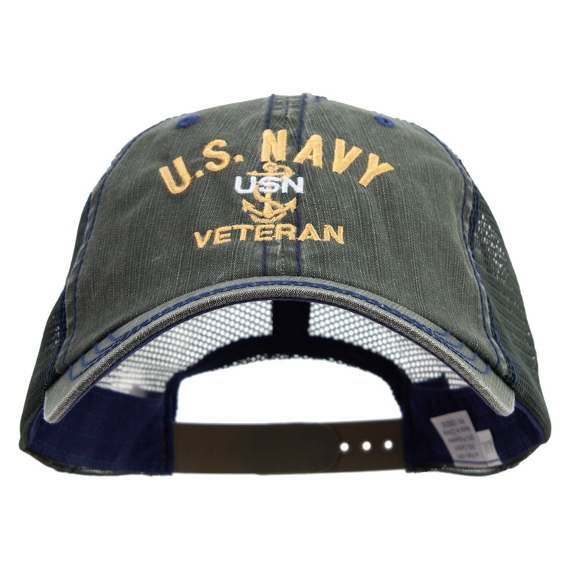 US Navy USN Veteran Big Size Special Cotton Low Profile Trucker Cap Dk Green XL-3XL