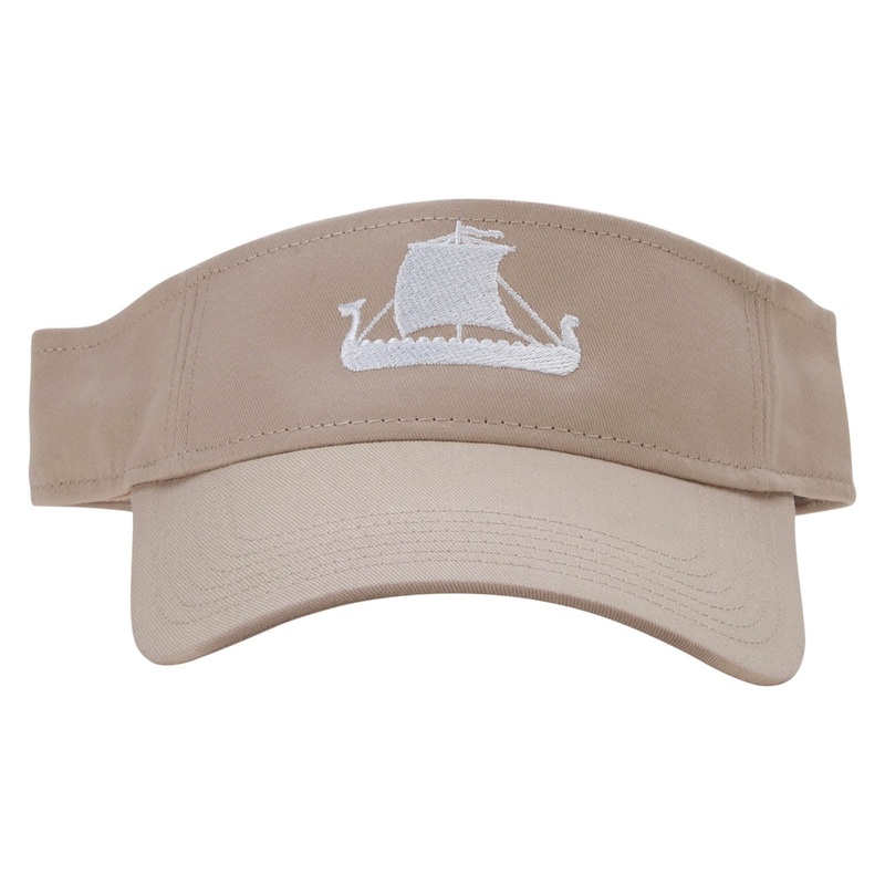 Viking Ship Embroidered Cotton Twill Sun Visor Khaki One Size