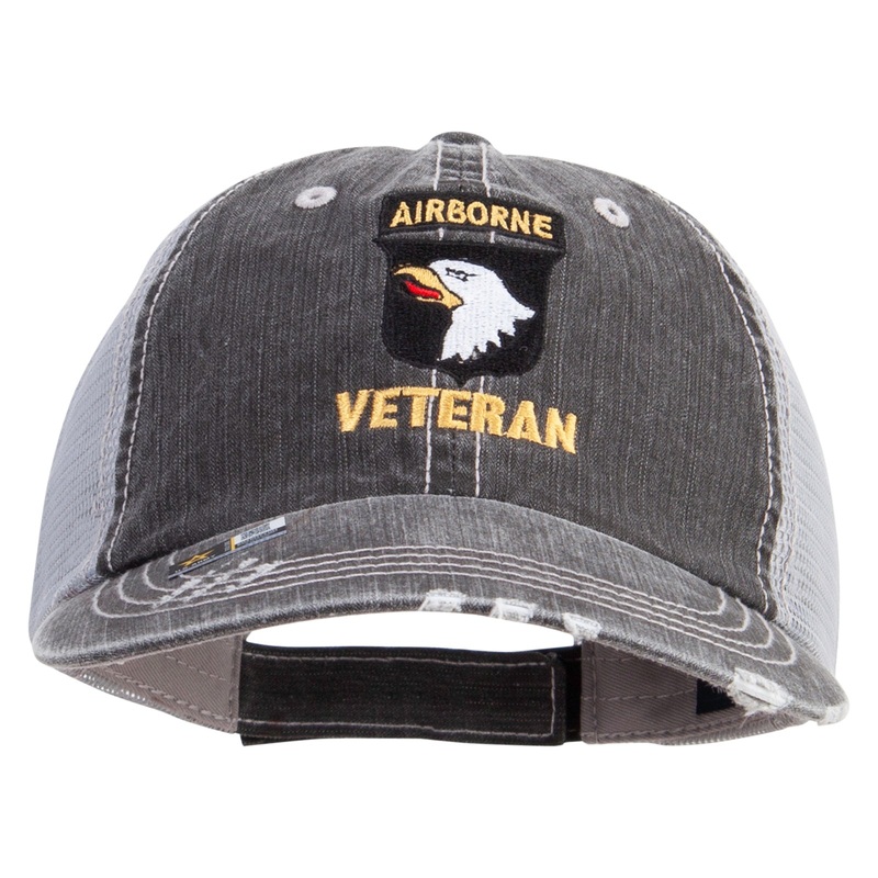101st Airborne Veteran Embroidered Low Profile Special Cotton Mesh Cap Black One Size