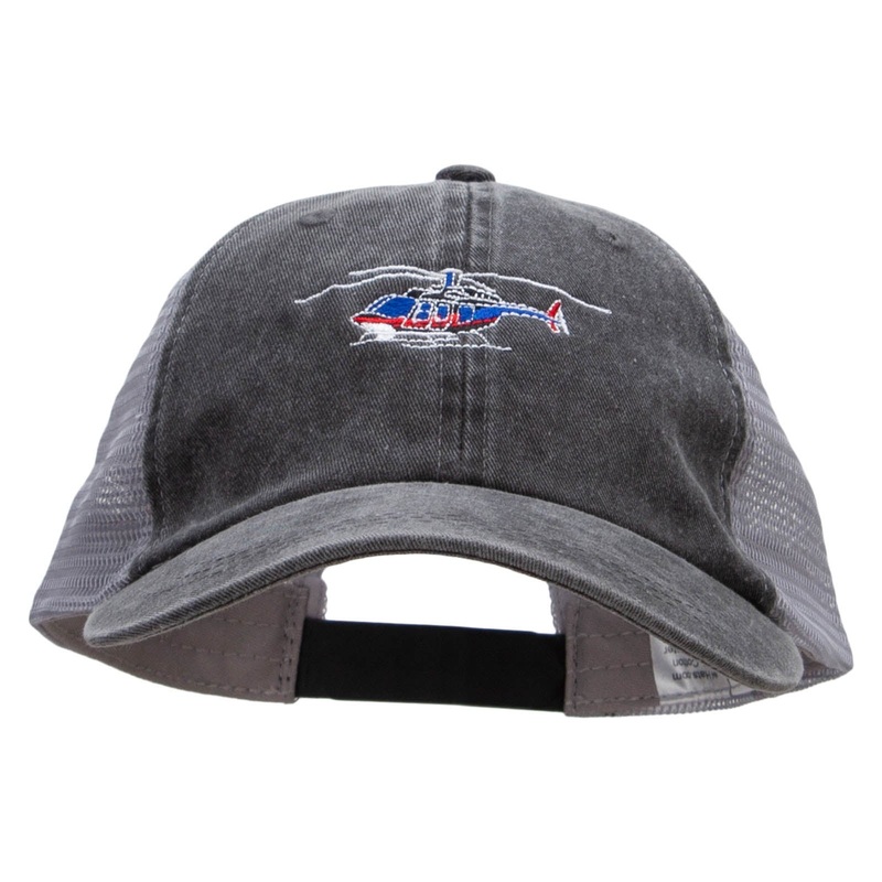 A Tourist Helicopter Big Size Washed Pigment Dyed Twill Trucker Cap Black Grey XL-3XL