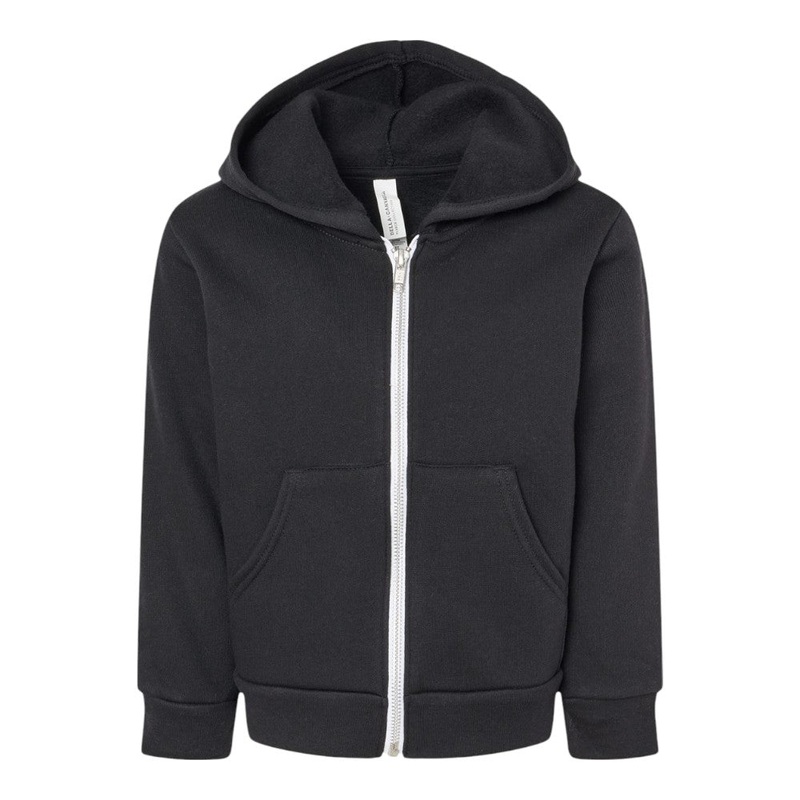 BELLA+CANVAS 3739T Toddler Sponge Fleece Full-Zip Hoodie Black 2T