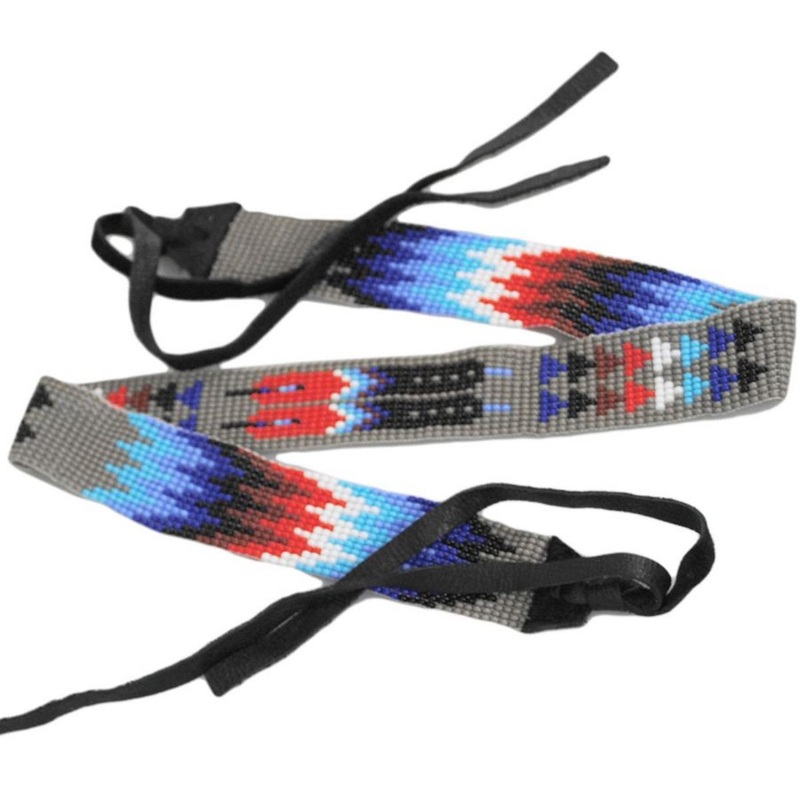 Feather and Arrow Beaded Hat Band GREY ADJUSTABLE