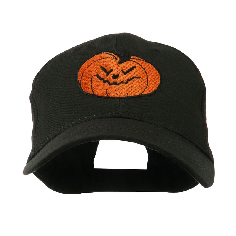 Halloween Evil Jack O Lantern Embroidered Cap Black One Size
