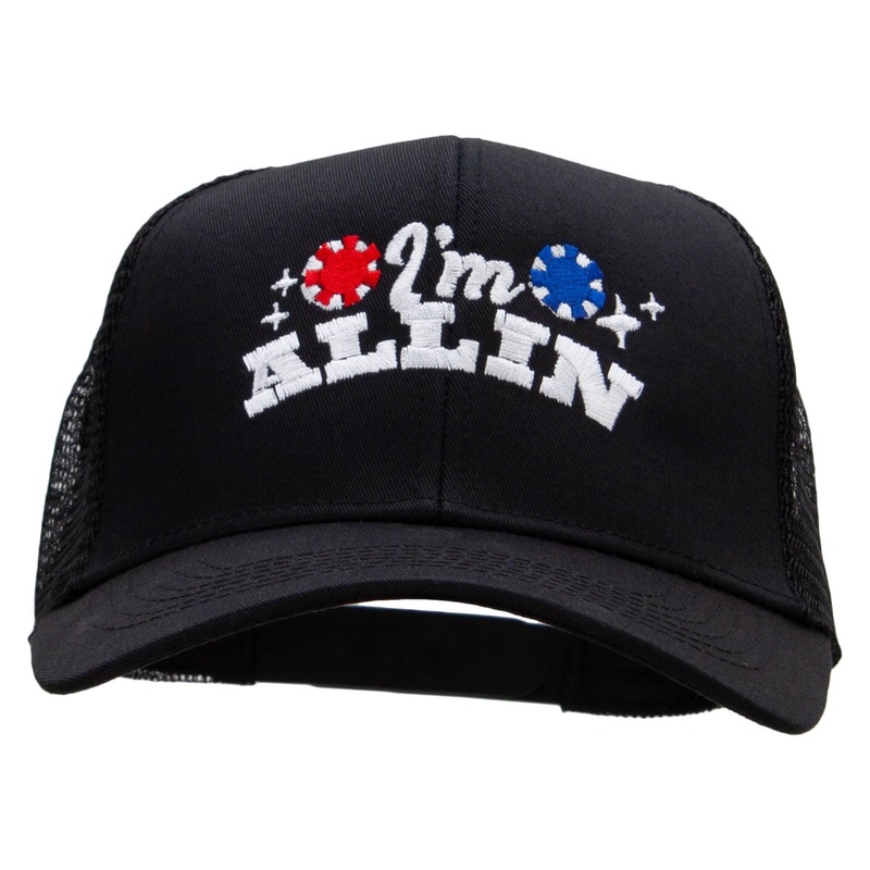 I’m All In Embroidered Solid Cotton Twill Mesh Prostyle Cap Black One Size