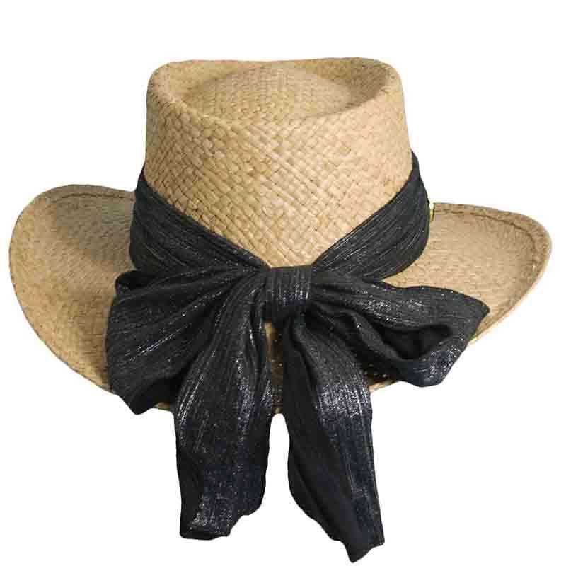 Organic Raffia Gambler for Women – Scala Hats Black Medium (57 cm)