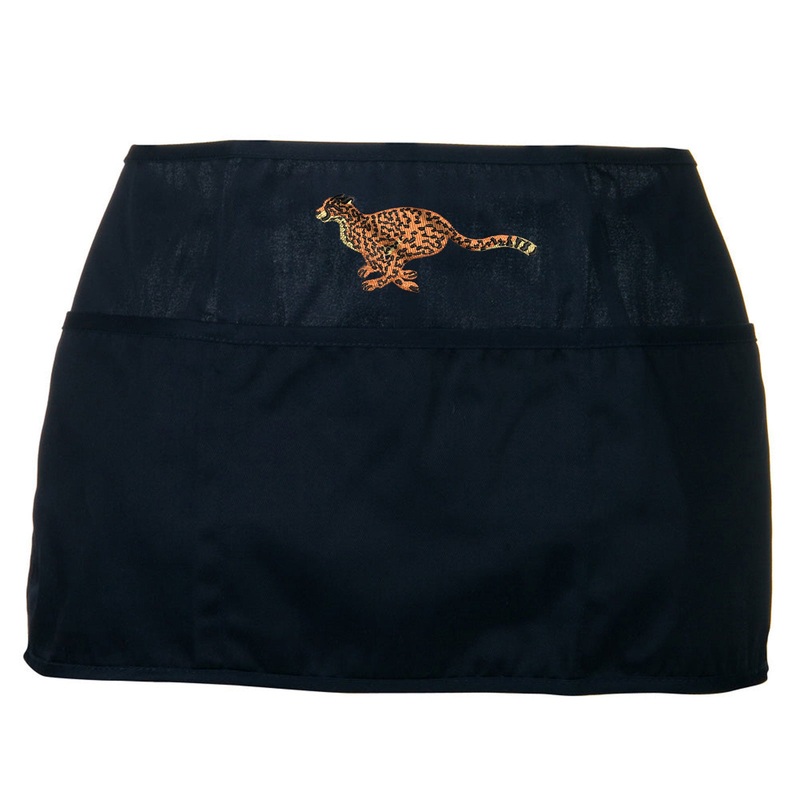 Running Cheetah Embroidered 3 Pockets Chef’s Apron Navy One Size