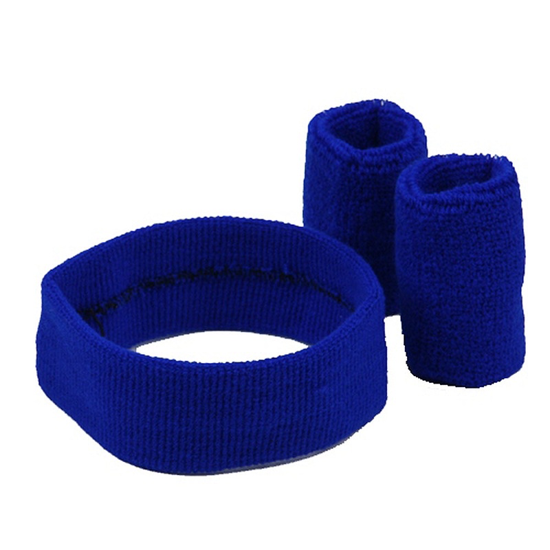 Solid Color Head and Wrist Band Set Kelly Green One Size