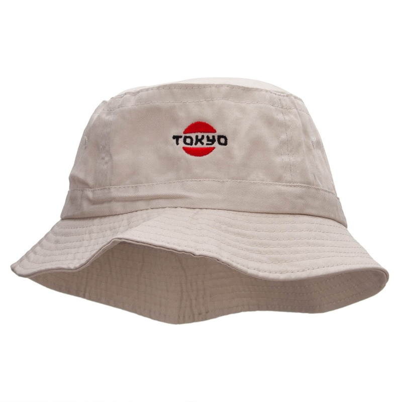 Tokyo logo Embroidered Bucket Hat Natural One Size