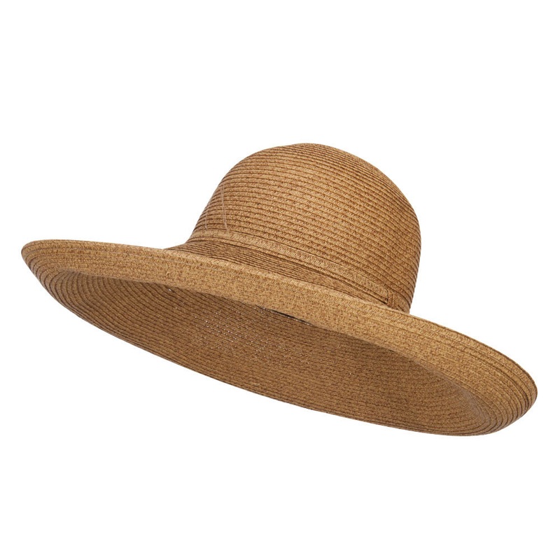 UPF 50+ Paper Braid Turned Up Brim Hat Toast Tweed One Size