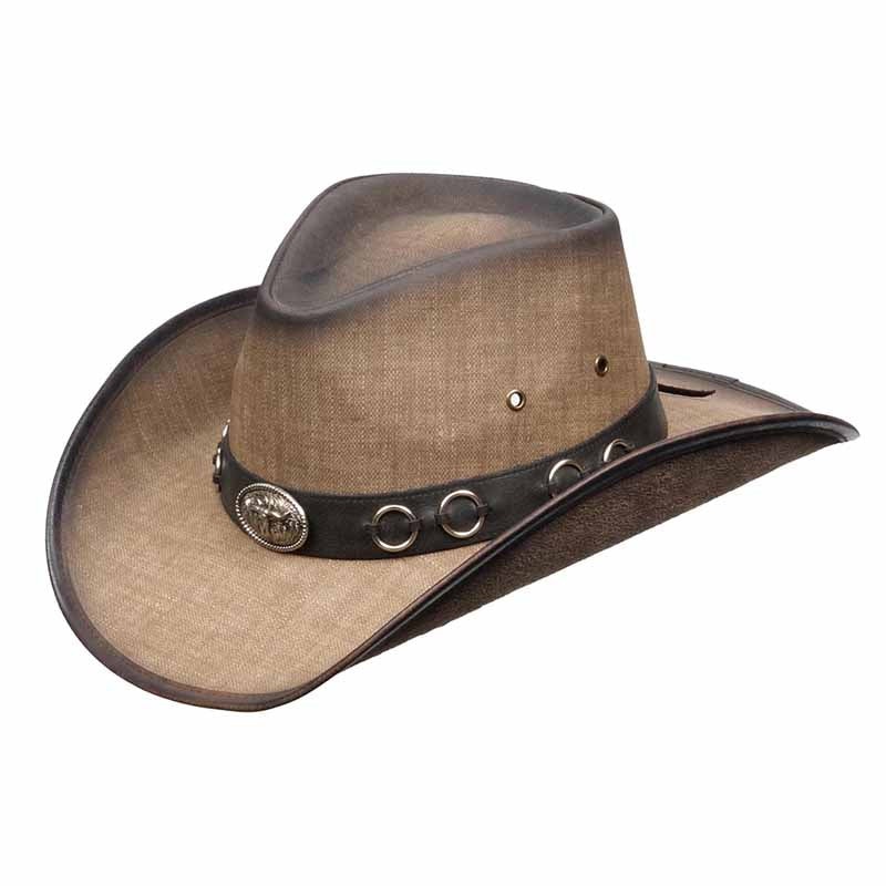 Weathered Canvas Cowboy Hat with Nickel Bull Concho – Kenny Keith Brown Medium (57 cm)