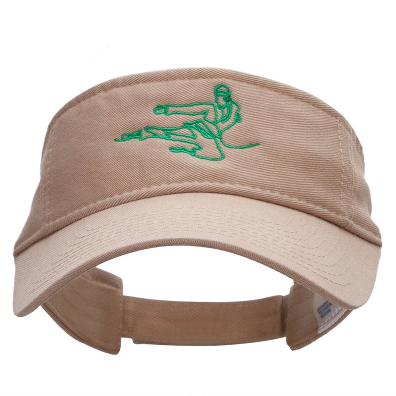 Wired Karate Kick Embroidered Pro Style Cotton Twill Washed Visor Khaki One Size
