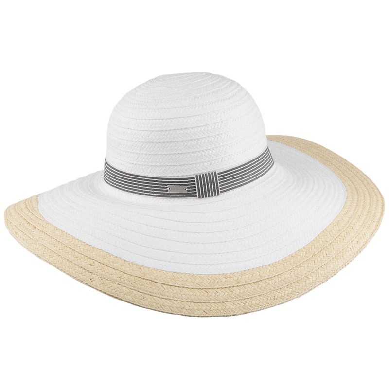 Betmar Hats Lora Wide Brim Sun Hat – White-Natural 1-Size