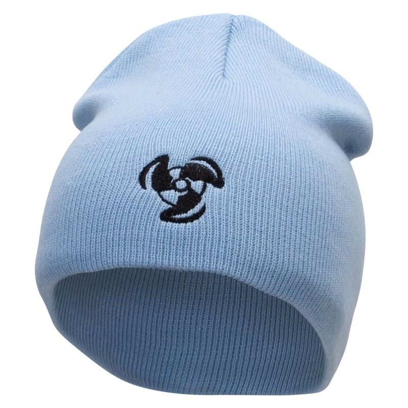 Boat Propeller Embroidered 8 inch Acrylic Short Blank Beanie Lt Blue One Size