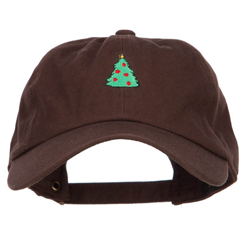 Christmas Tree Embroidered Unstructured Cap Brown One Size