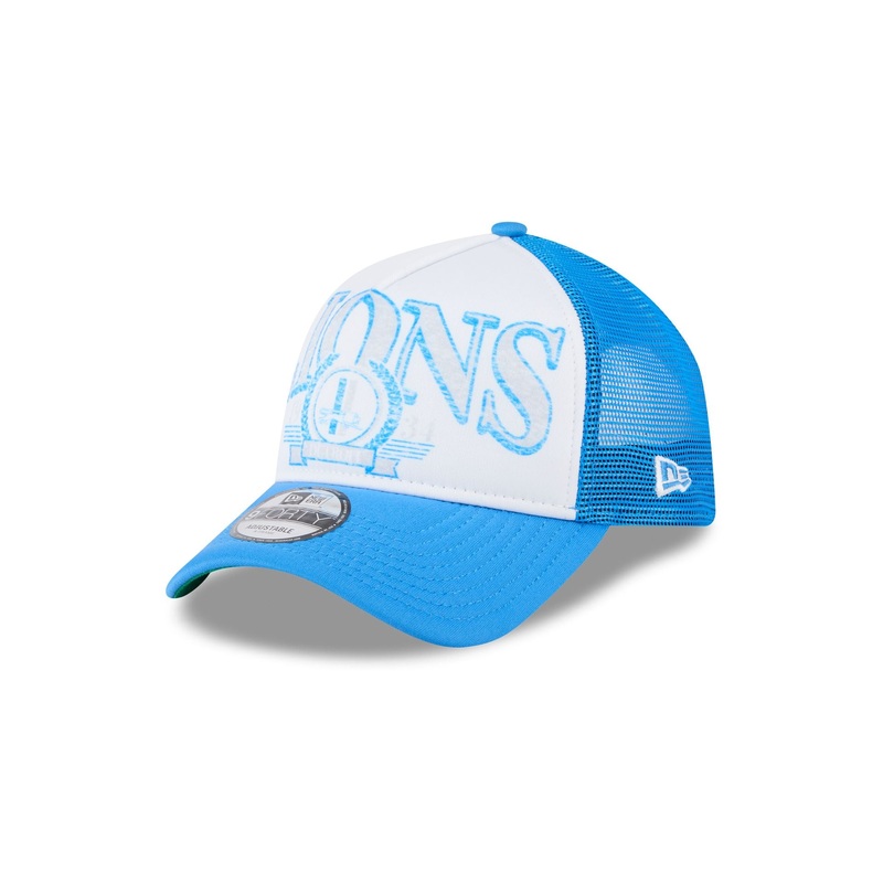 Detroit Lions Distressed 9FORTY A-Frame Trucker Hat One Size