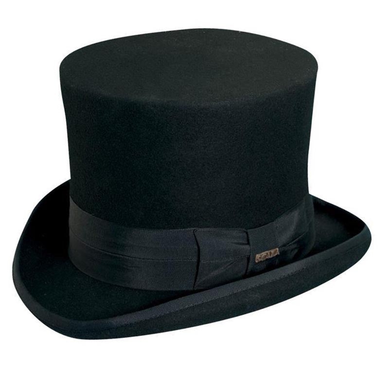 Mad Hatter Structured Wool Felt Top Hat up to 2XL – Scala Hat Black Small (55 cm)