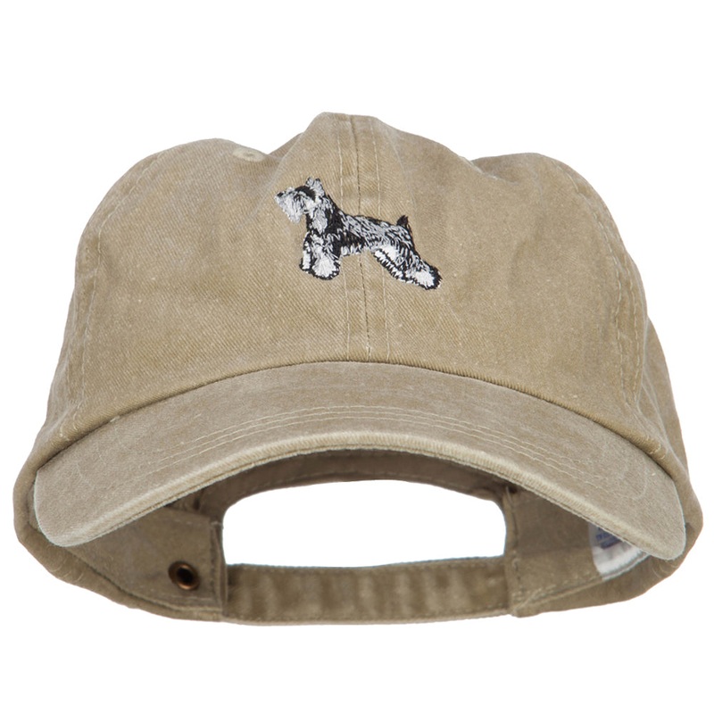Miniature Schnauzer Embroidered Washed Cotton Twill Cap Khaki One Size