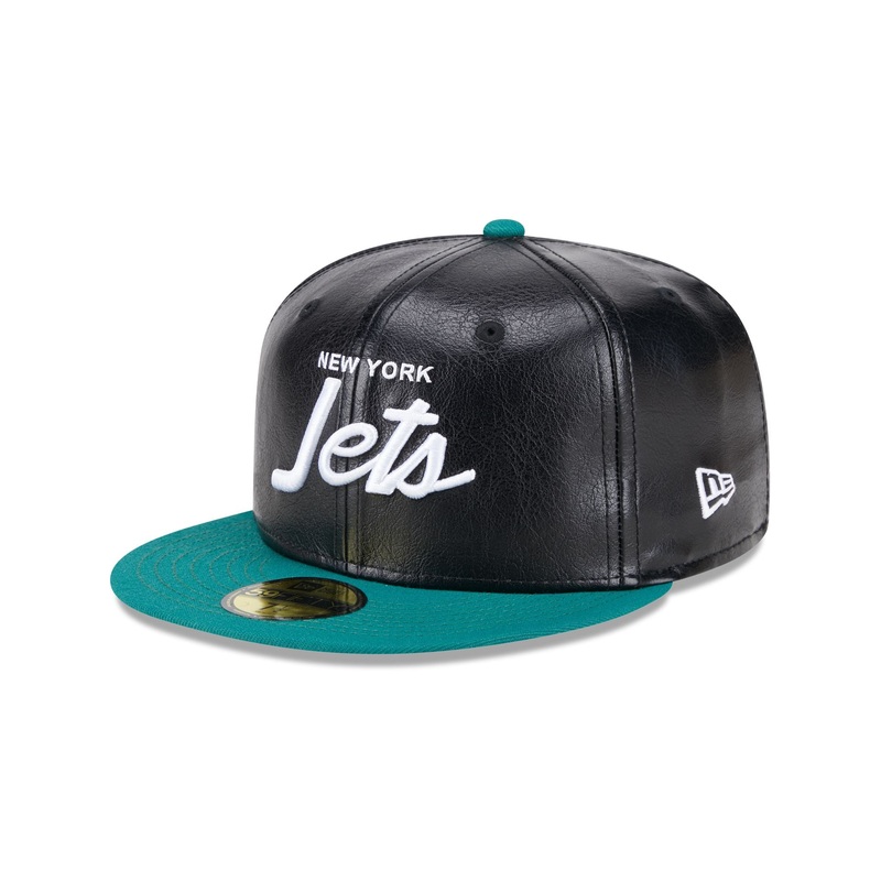 New York Jets Faux Leather Crown 59FIFTY Fitted Hat 7
