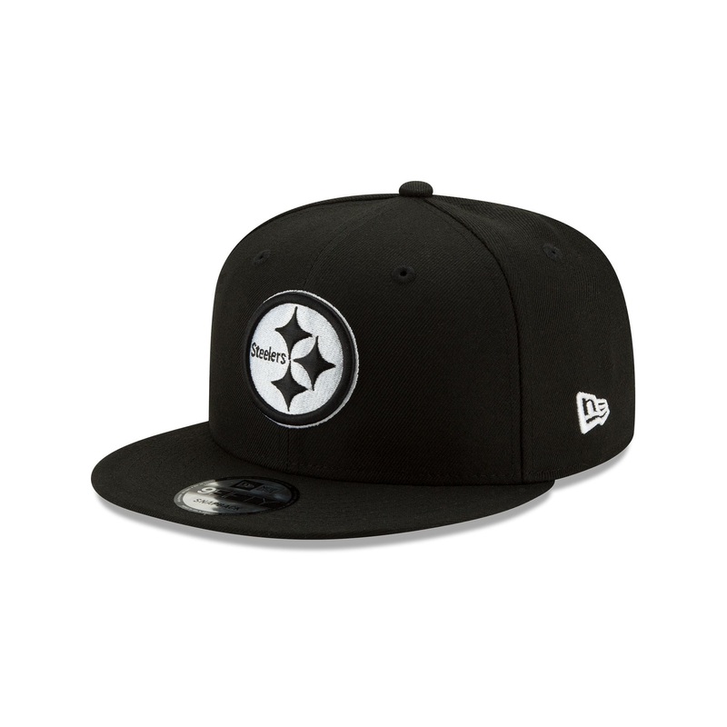 Pittsburgh Steelers Basic Black and White 9FIFTY Snapback Hat One Size