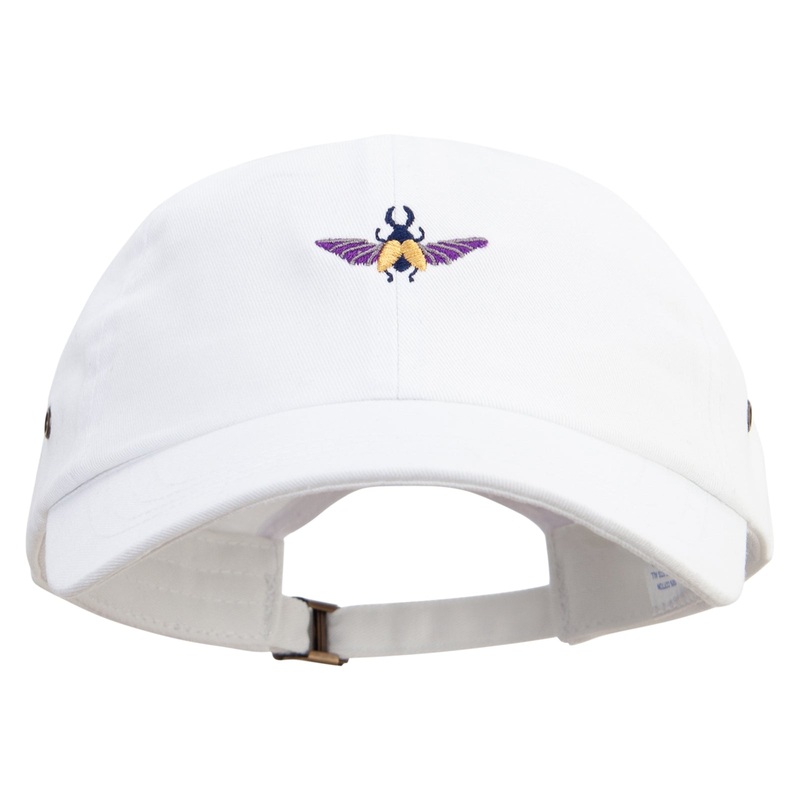 Stag Beetle Embroidered Normal Dyed Washed Caps White One Size