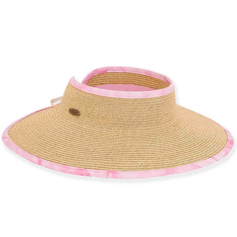 Tropical Trim Wrap Around Visor Hat – Sun ‘N’ Sand Hats Pink