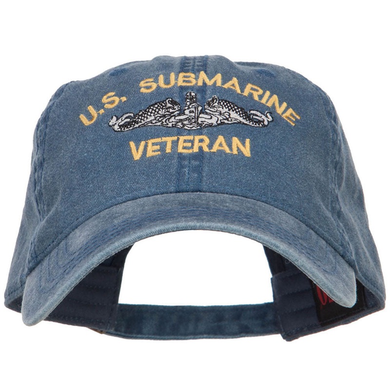 US Submarine Veteran Military Embroidered Washed Cap Navy One Size
