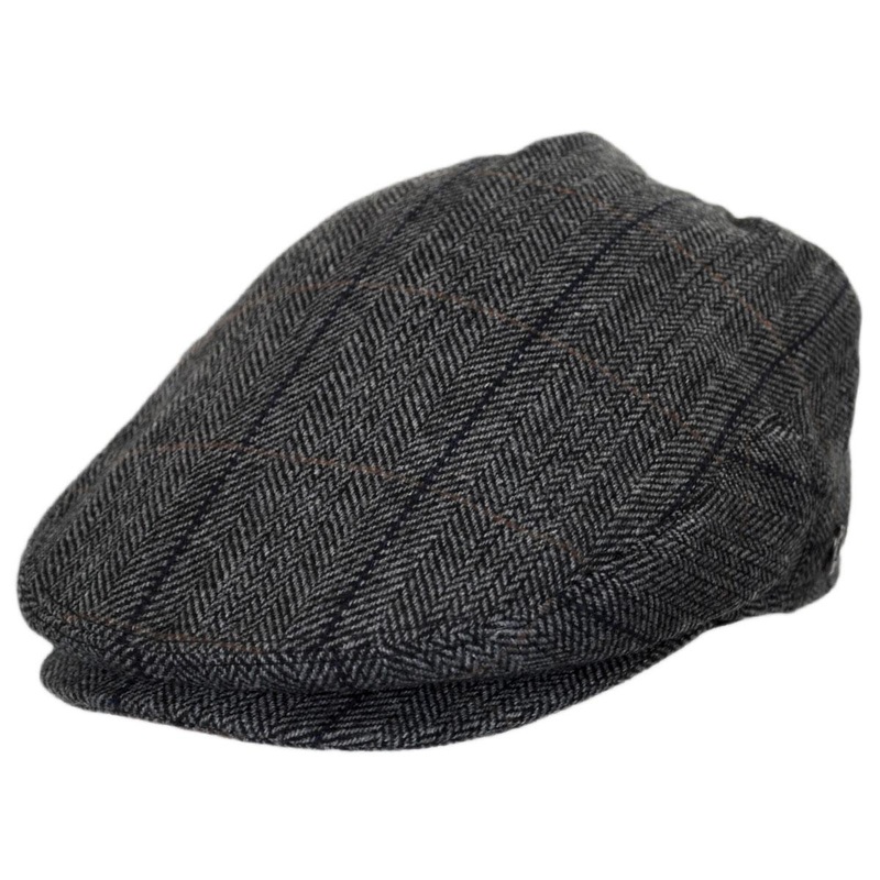 Wholesale Holborn Herringbone Plaid Wool Blend Ivy Cap B2B Pre-Pack CHARCOAL 1S-3M-4L-3XL-1XXL