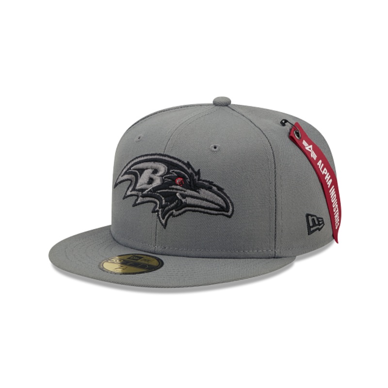 Alpha Industries X Baltimore Ravens Gray 59FIFTY Fitted Hat 7