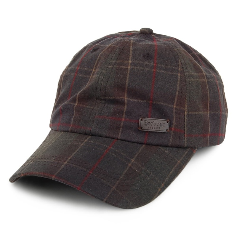 Barbour Hats Darwen Tartan Waxed Cotton Baseball Cap – Navy-Olive Adjustable