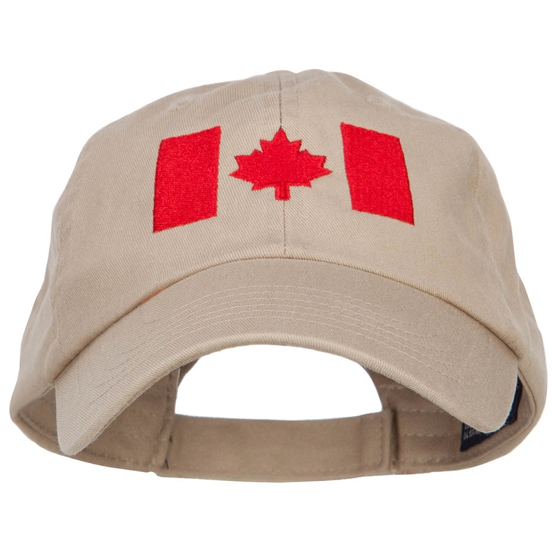 Canadian Red Flag Embroidered Petspun Cap Khaki One Size