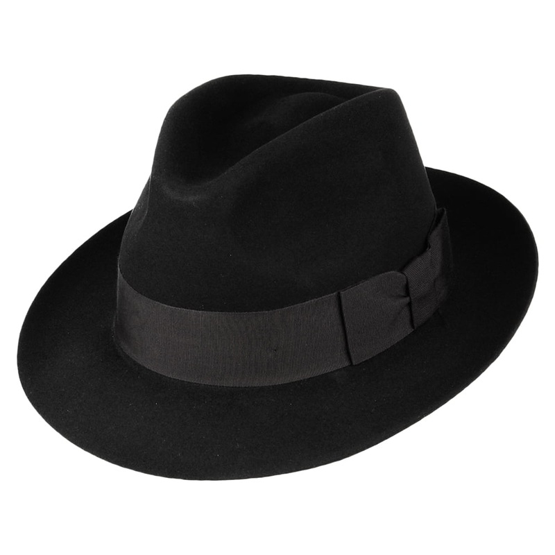 Christys Hats Canterbury Beaver Felt Fedora Hat – Black 55