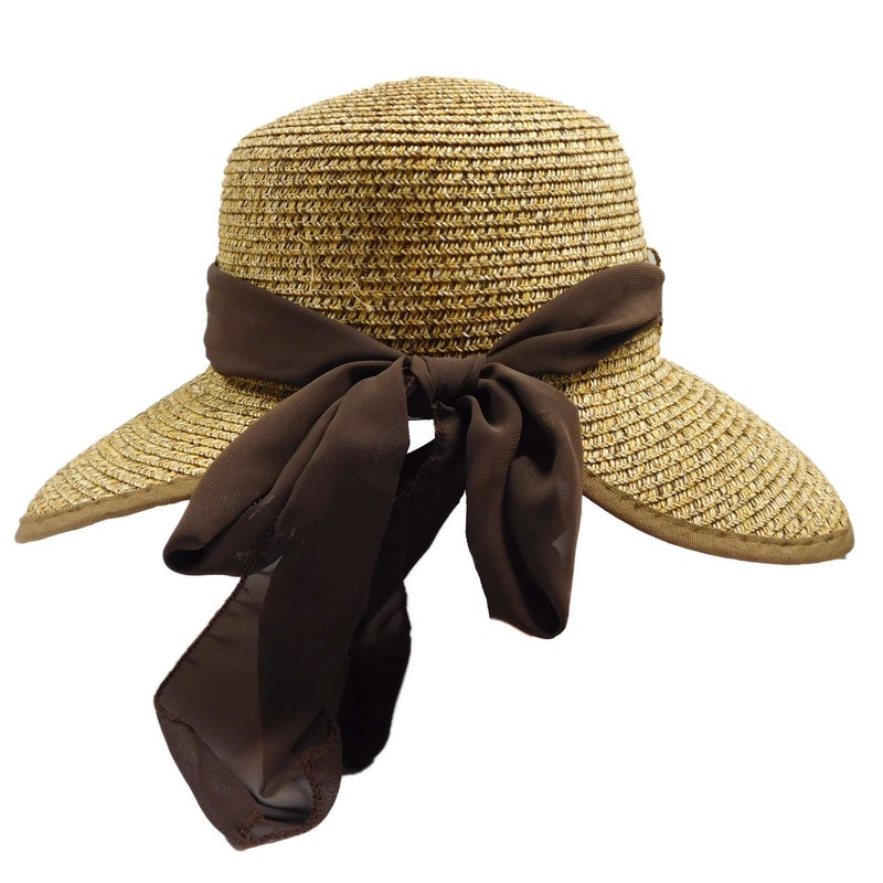 Facesaver Hat with Scarf – Milani Hats Brown Medium (57 cm)