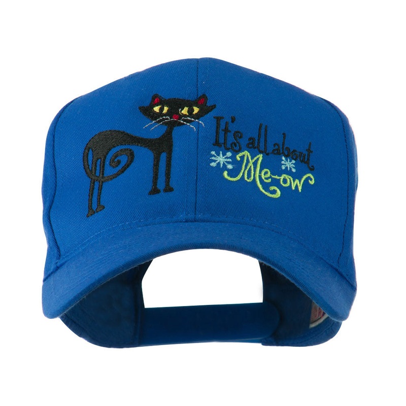 Halloween Black Cat Embroidered Cap Royal One Size