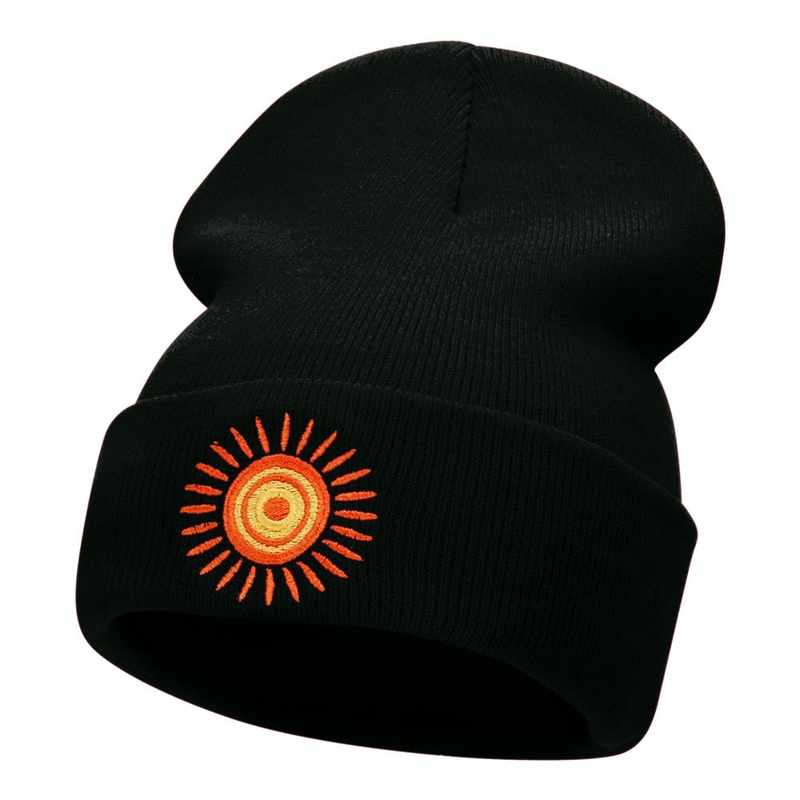 Rayo De Sol Embroidered Long Knitted Beanie Black One Size