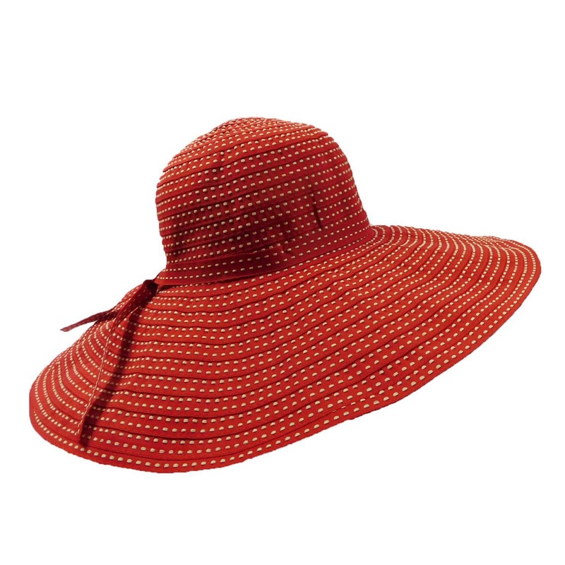 Shapeable Ribbon Floppy Sunhat Red