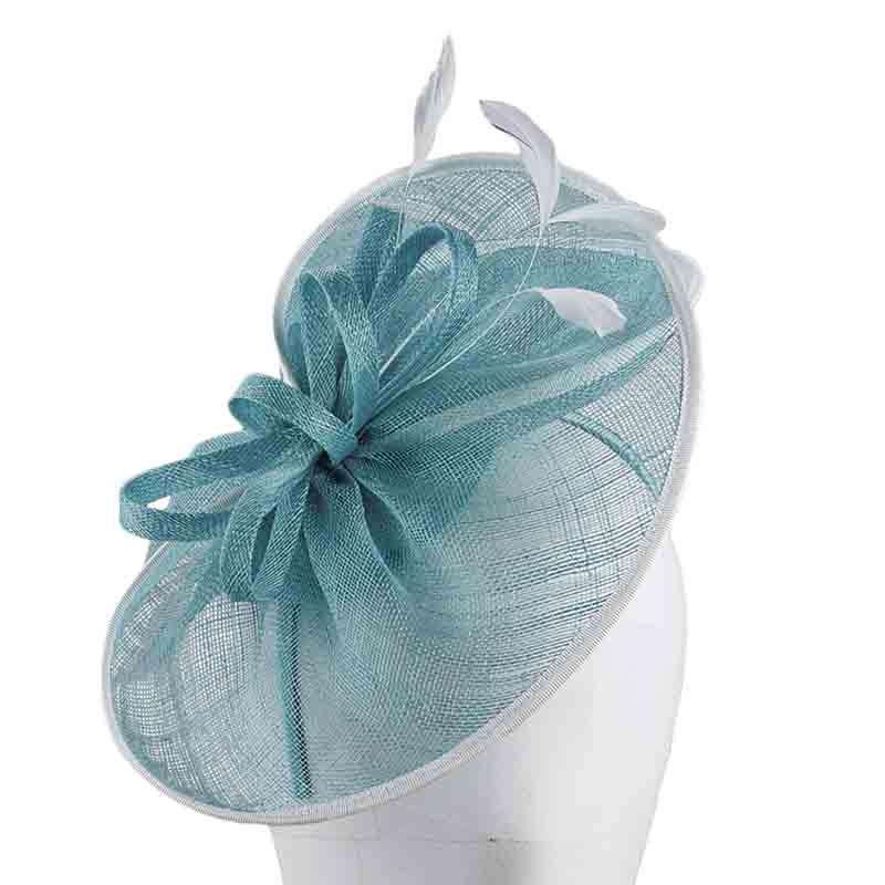 Sinamay Fascinator with Loops and Feathers, Turquoise – Scala Collezione Turquoise
