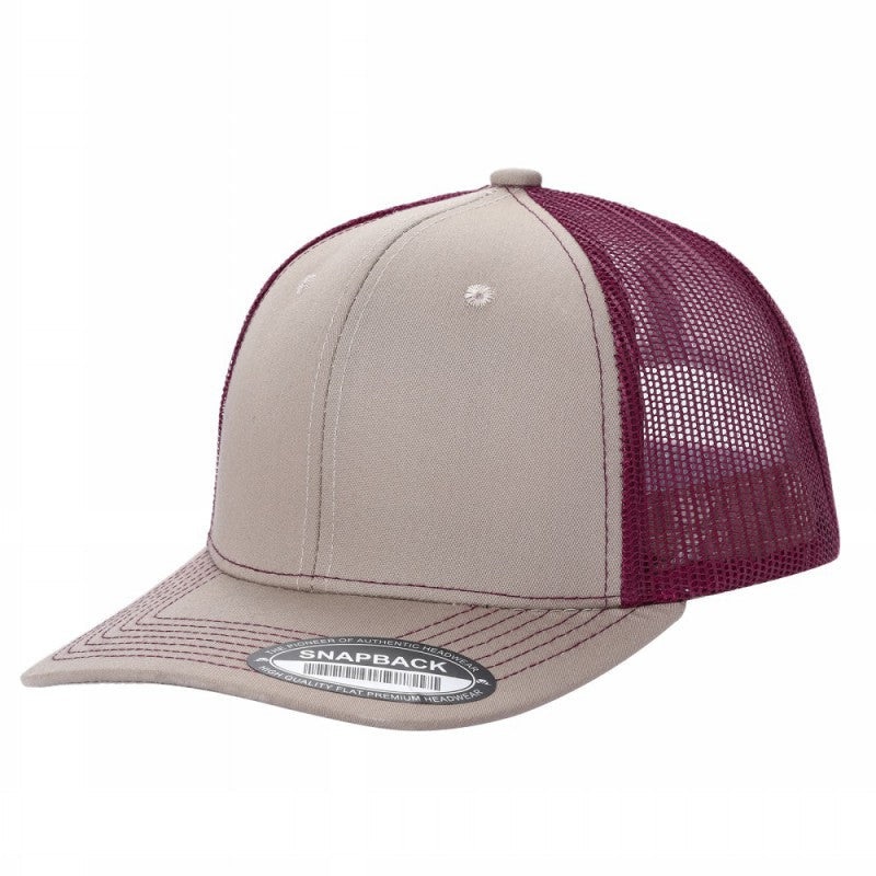 Unbranded Trucker Cap, Blank Mesh Back Hat Khaki/Burgundy