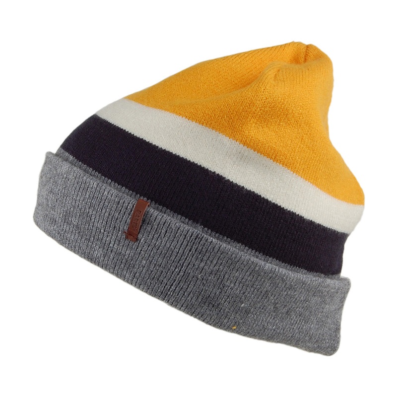 Barts Hats Jispin Slouchy Stripe Beanie Hat – Grey-Yellow 1-Size