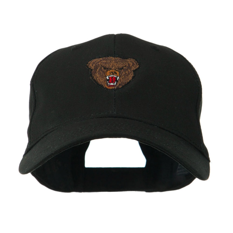Bear Head Mascot Embroidered Cap Black One Size
