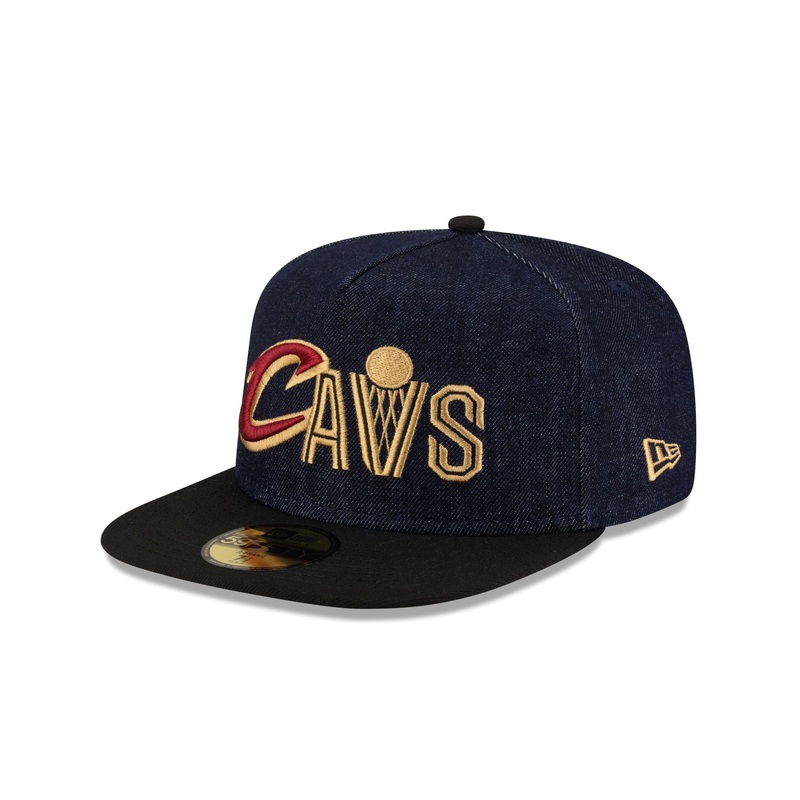 Cleveland Cavaliers Navy Denim 59FIFTY A-Frame Fitted Hat 7