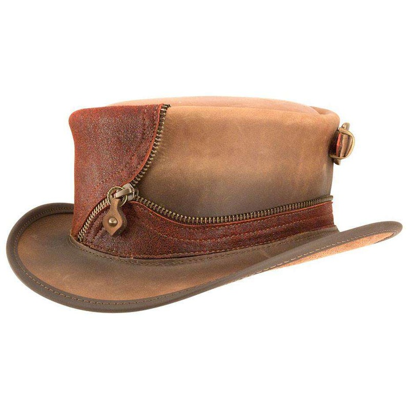 Eureka Leather Steampunk Top Hat – Red Brick Red Small
