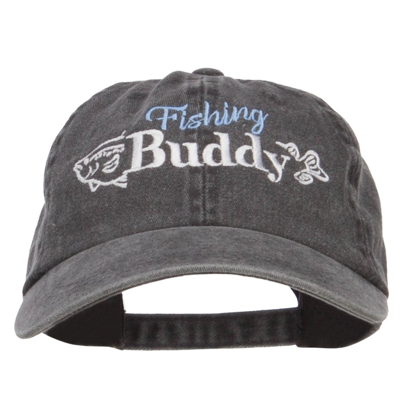 Fishing Buddy Embroidered Washed Cap Black One Size