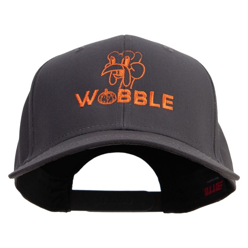 Gobble Till You Wobble with Turkey Embroidered Solid Cotton Twill Pro Style Cap Charcoal One Size