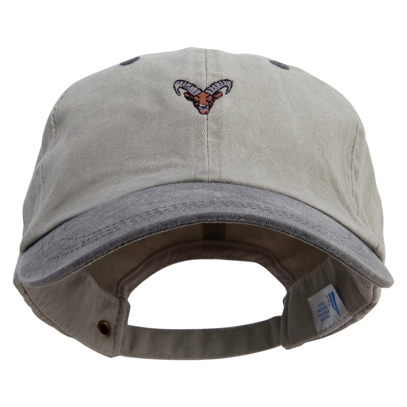 Head of Goat Embroidered Pigment Dyed Wash Cap Beige Black One Size