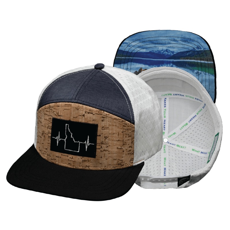 Idaho Hat – Flat Bill – Cork – Black / Navy / White – Jersey Mesh