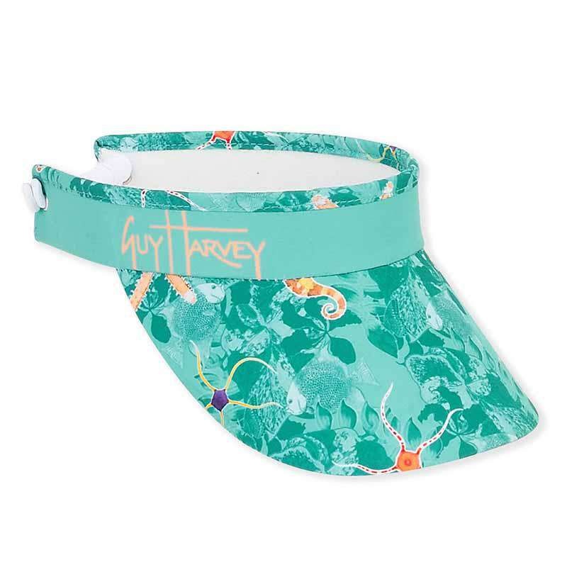 Marlin Brim Cotton Sun Visor with Coil – Guy Harvey Turquoise
